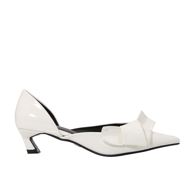 pointed-toe low heel pumps with oversized bow - AMIRAX