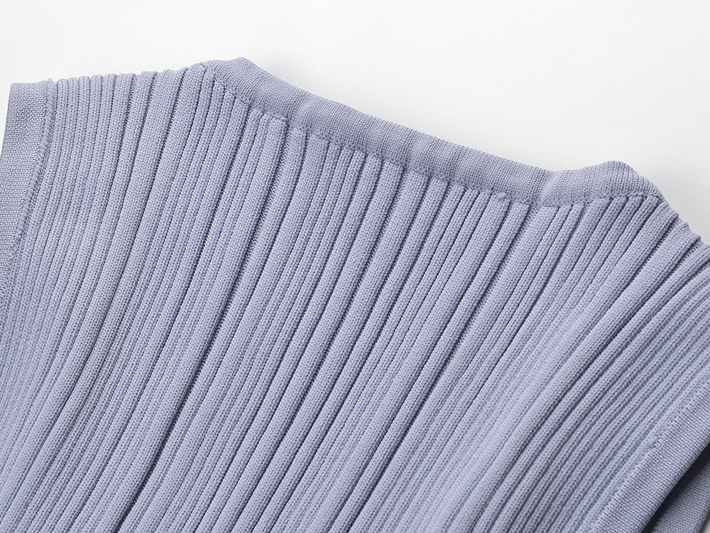 Geplooide top met uitlopende mouwen en maxi-rok set met tailleband – Rosiny 