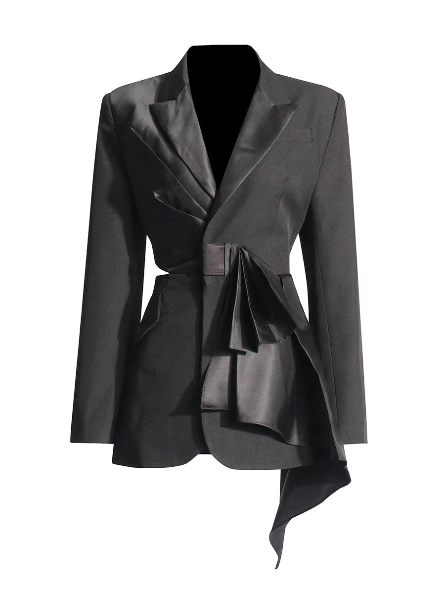 asymmetric blazer with oversized statement bow – ARYA