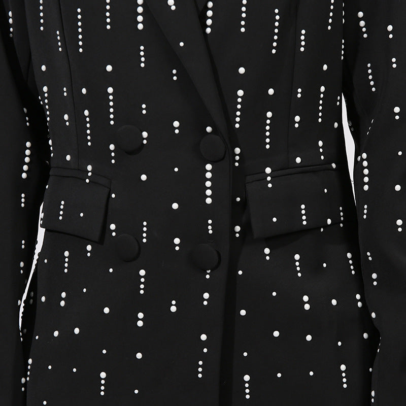 Tailored Crystal-Embellished Double-Breasted Blazer – NORA