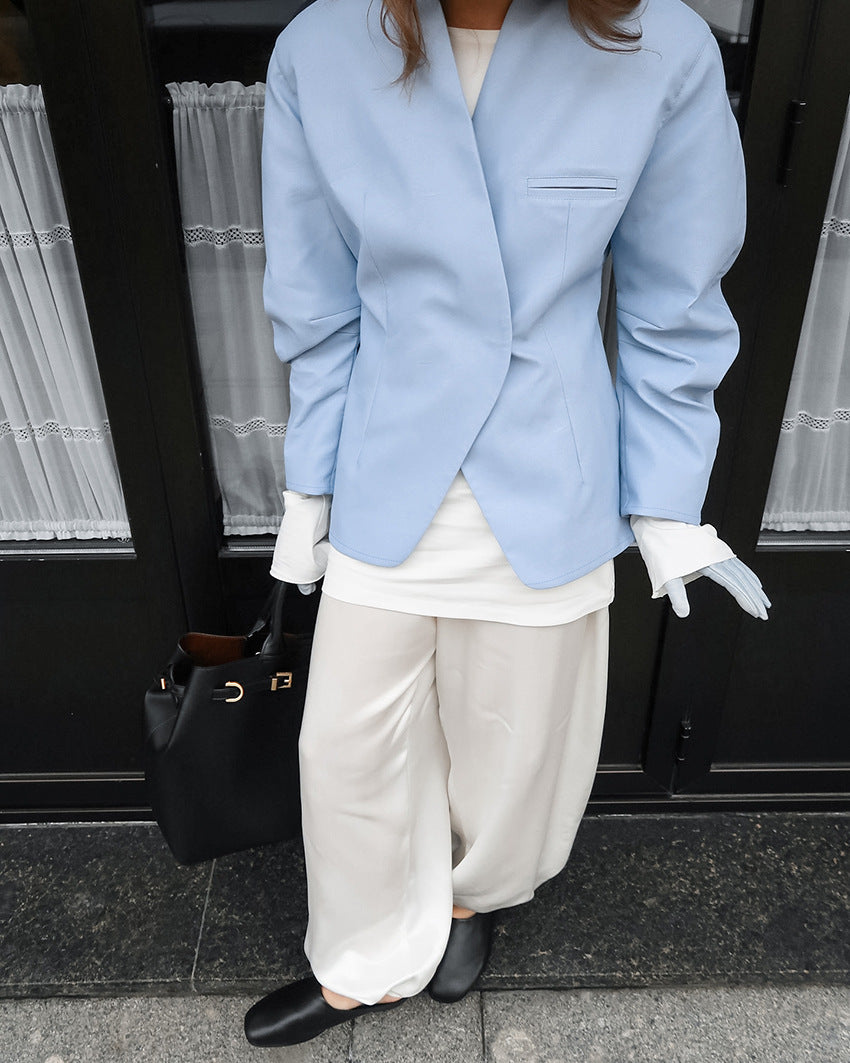 structured asymmetry blazer with sculpted sleeves – ARLETTE