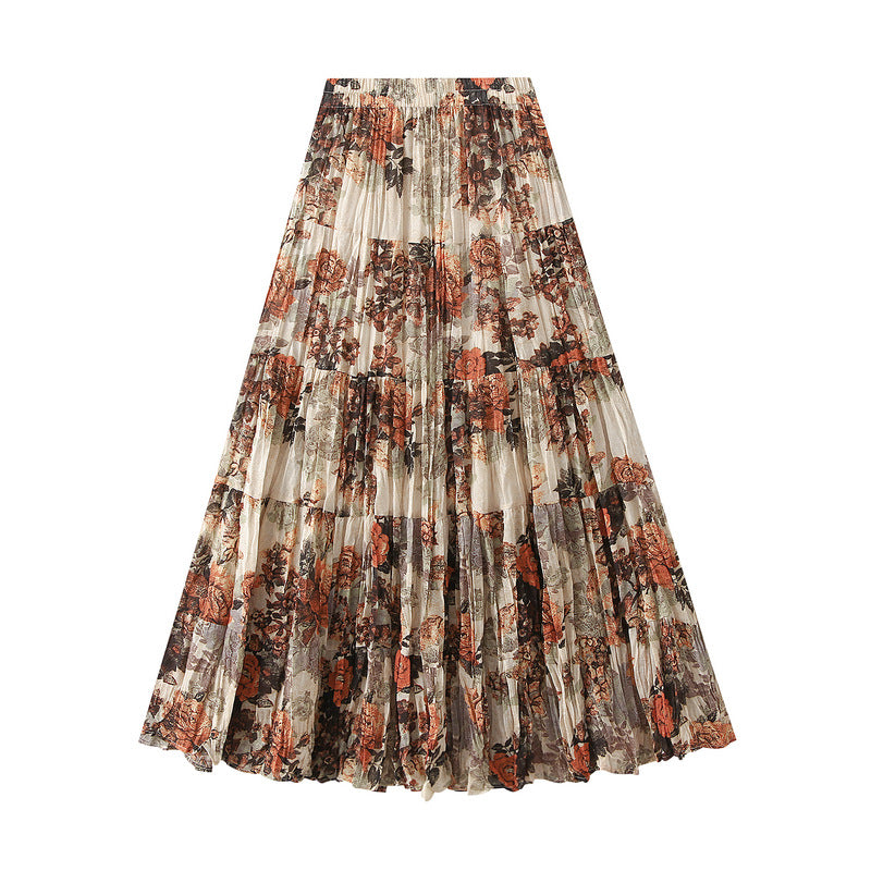 tiered abstract-print maxi skirt – AURORA
