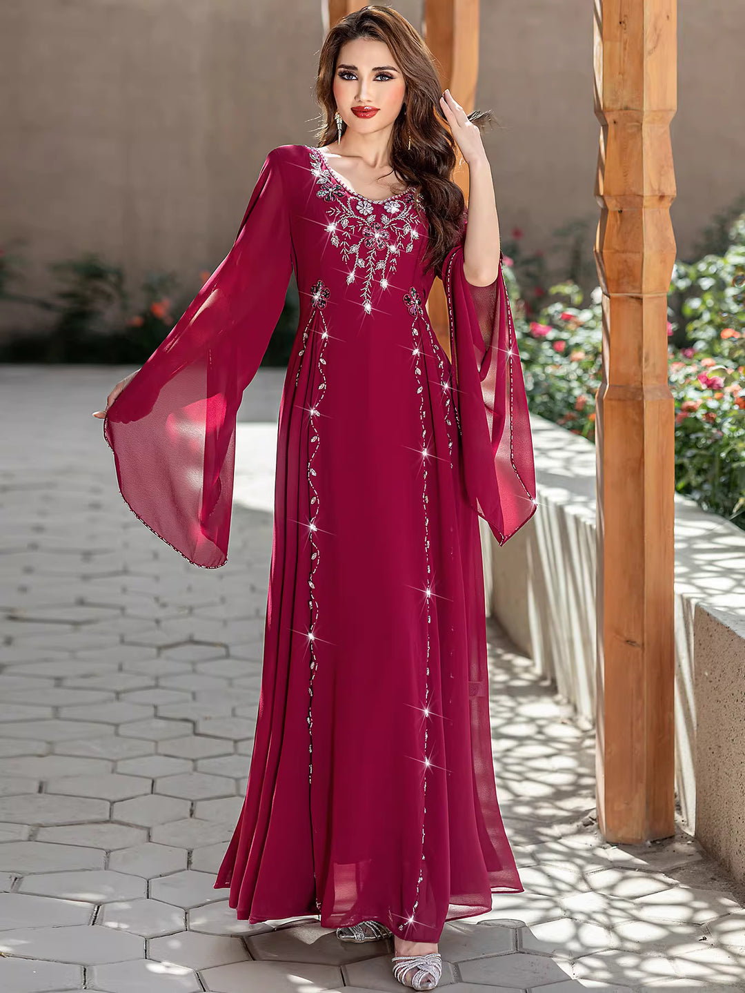 Long Sleeve Maxi Dress with Waist Detail – ELYRA