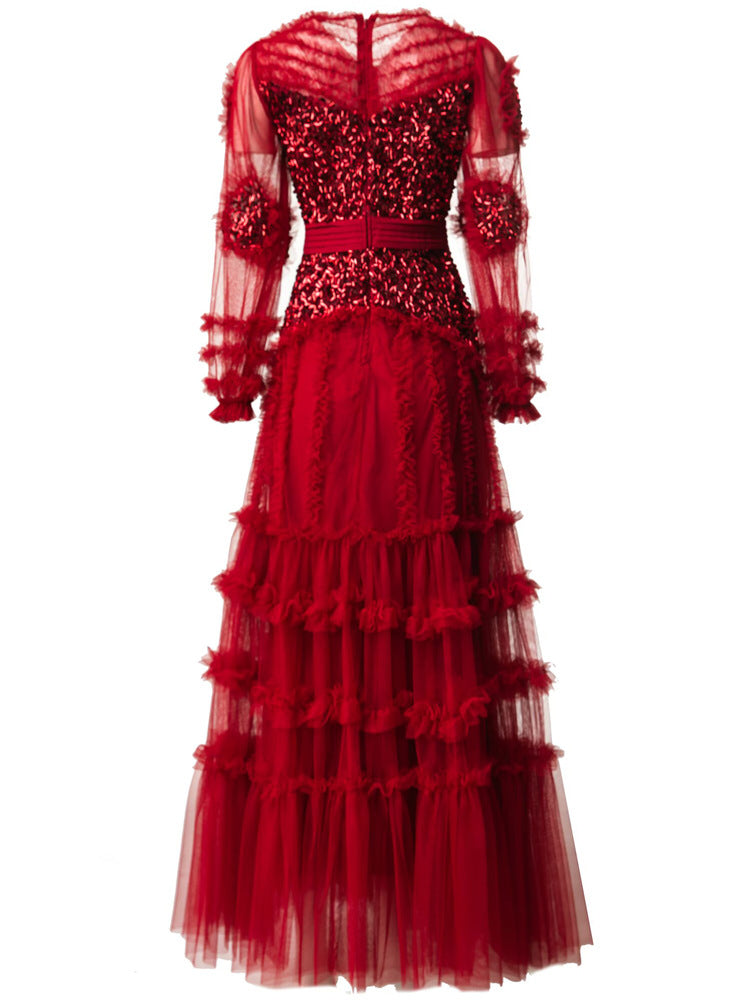 短袖中长连衣裙，配有3D花卉贴花 - BLOOMIQ 