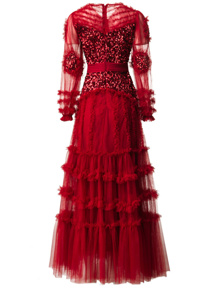 短袖中长连衣裙，配有3D花卉贴花 - BLOOMIQ 