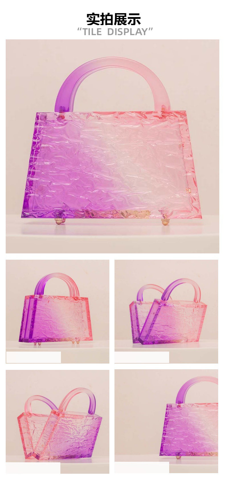 gradient acrylic handbag with sculpted handle – NOLIVA