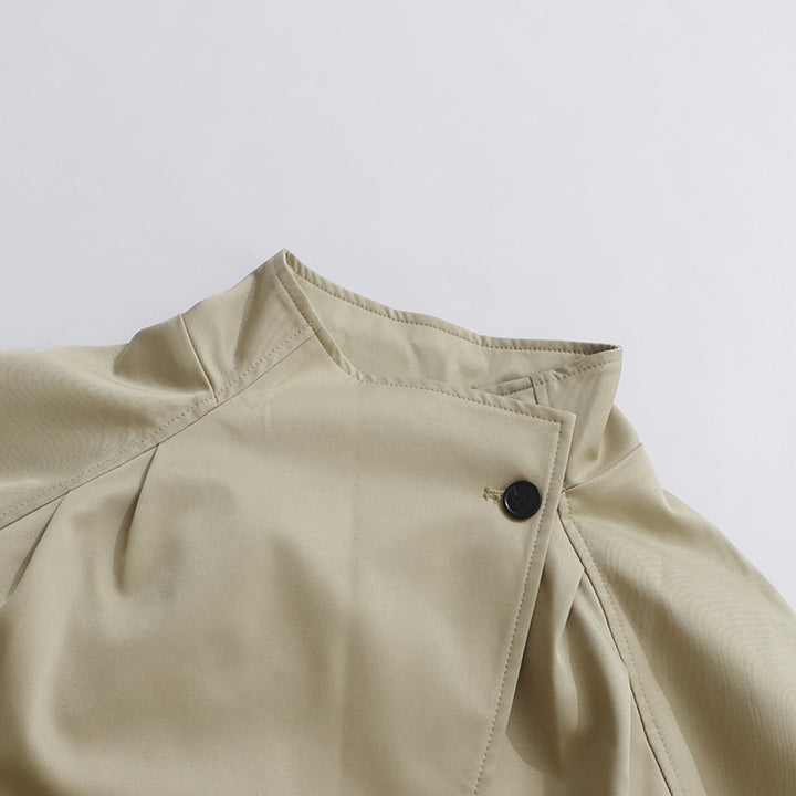 minimalist long trench coat with stand collar – MELIRVE