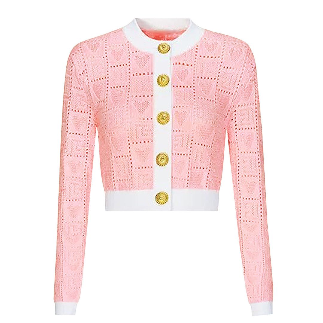 three-piece crochet knit set with contrast trim – LARISSAP