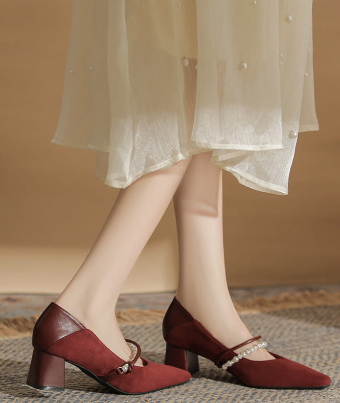 block heel pumps with pearl strap detail – NERINANDA