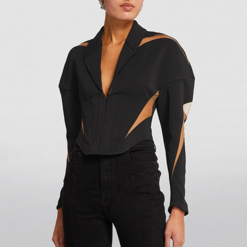 tailored jacket with sheer cutout panels – VEGADI