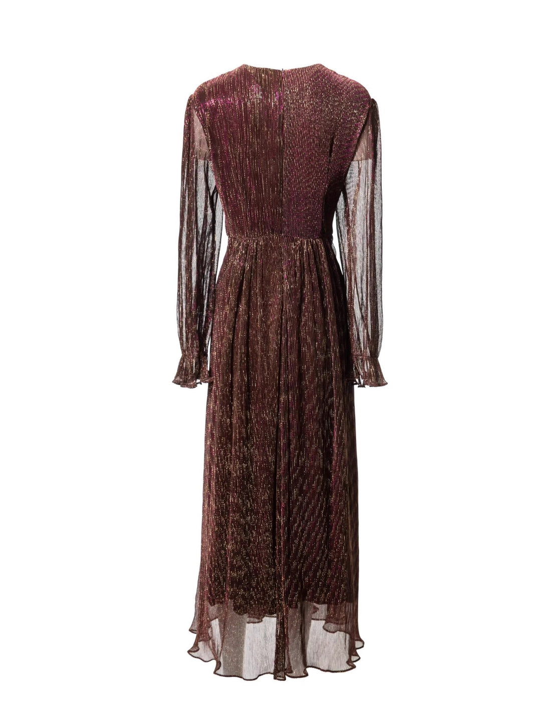 فستان شيفون معدني مطوي مع خصر ملفوف – أديليا