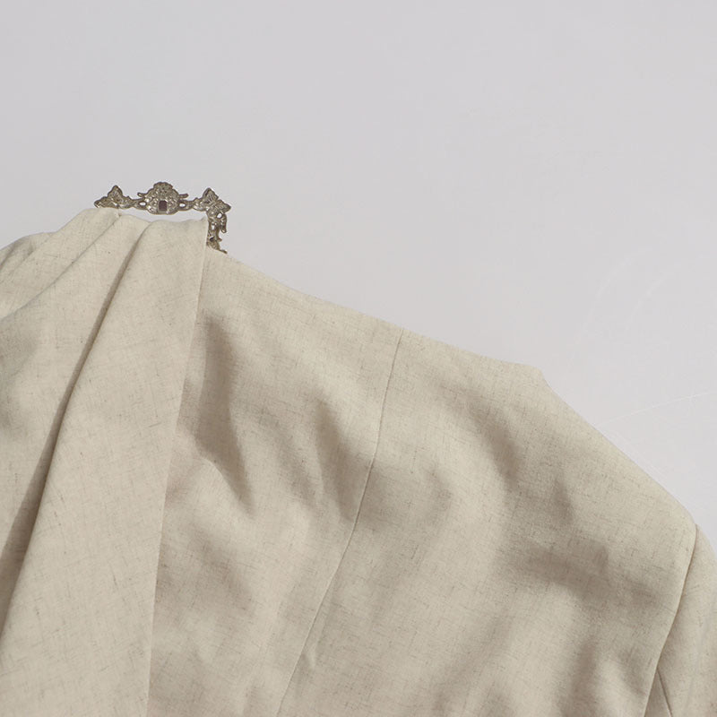 asymmetric draped blazer with crystal shoulder detail – IVORYA