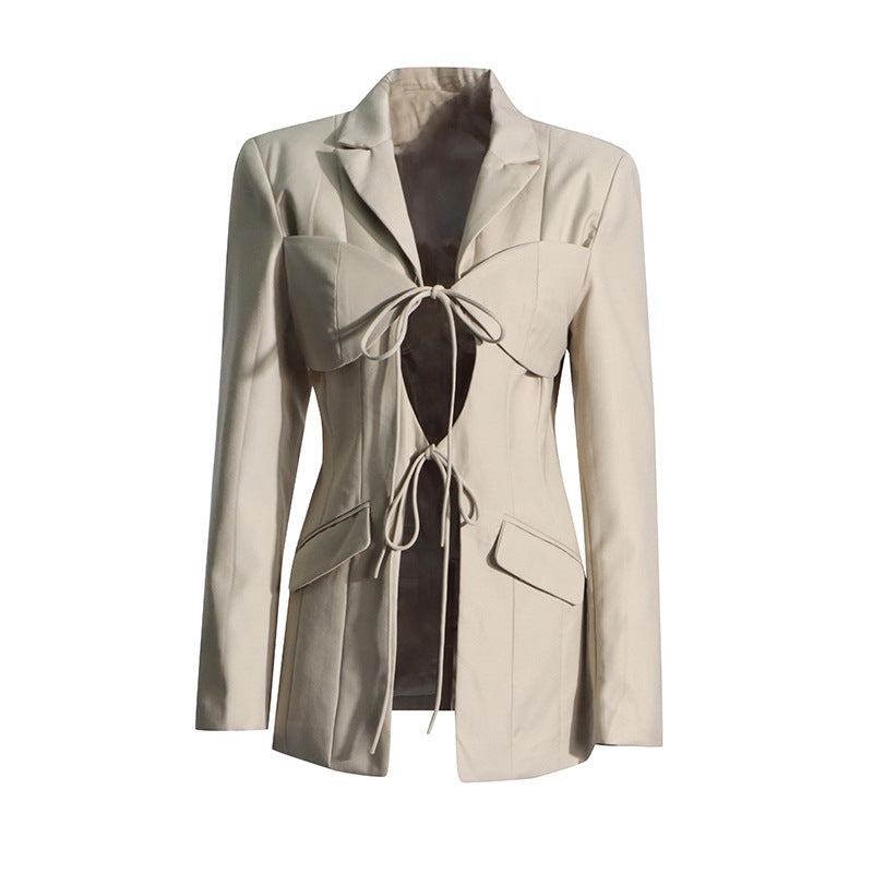 structured blazer with corset tie-front detail – SIENNA