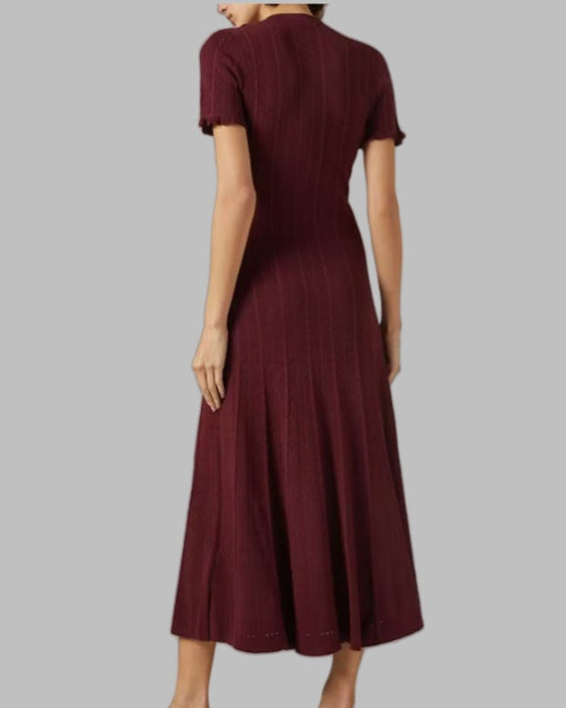 short-sleeve midi dress with button front – CELINECA