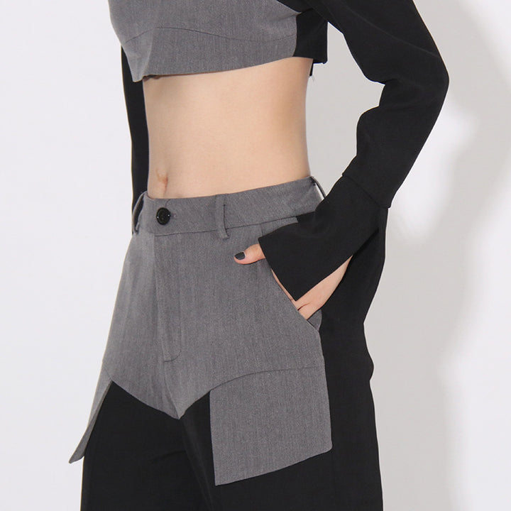 high-waist wide-leg trousers with contrast waist panel – NOVA