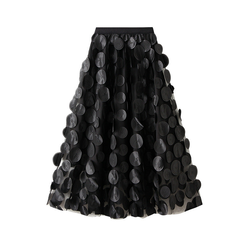 3D circle appliqué tulle skirt – LUMI