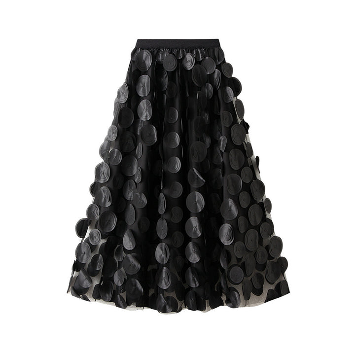 3D circle appliqué tulle skirt – LUMI