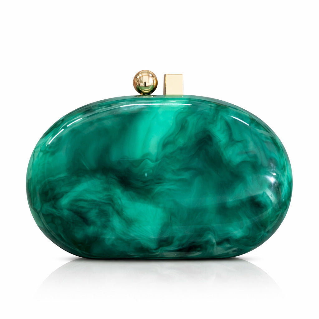 emerald marbled clutch with gold clasp – VERDÉA
