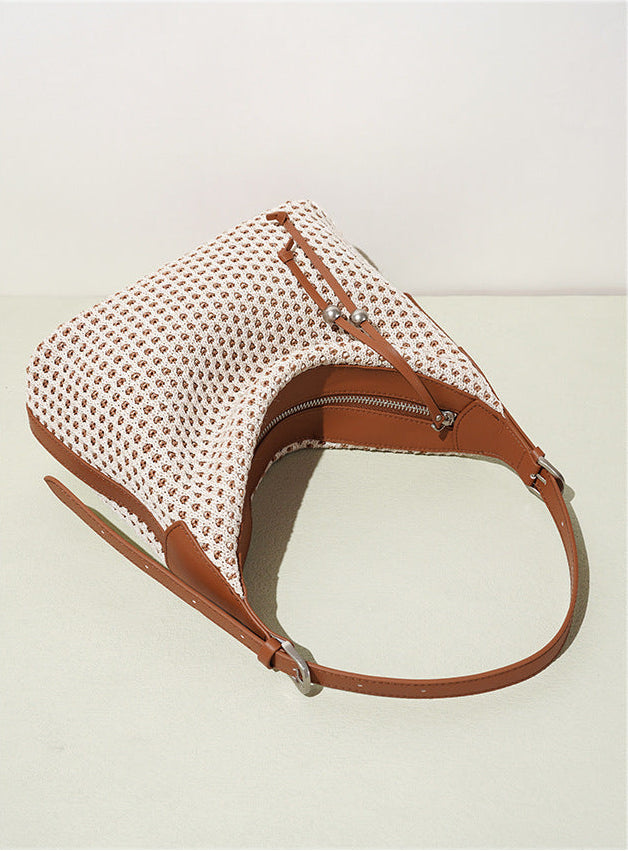 woven shoulder bag with leather straps – AURAXIL