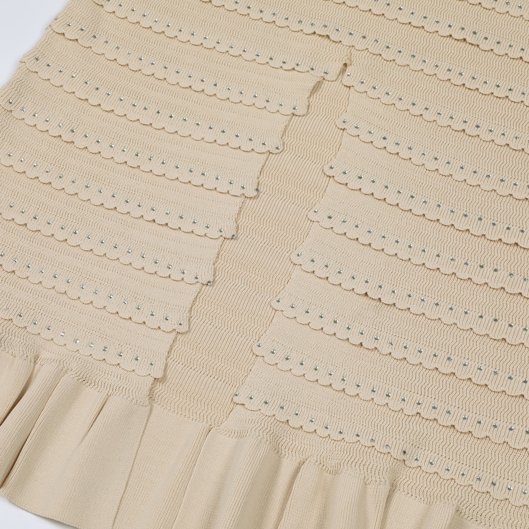 Geplooide top met uitlopende mouwen en maxi-rok set met tailleband – Rosiny 