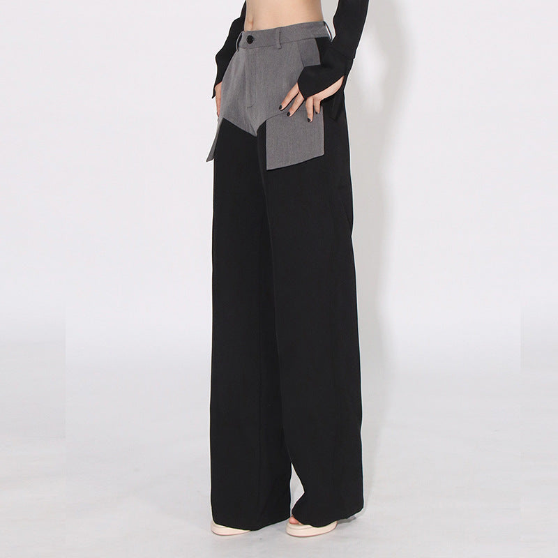 high-waist wide-leg trousers with contrast waist panel – NOVA