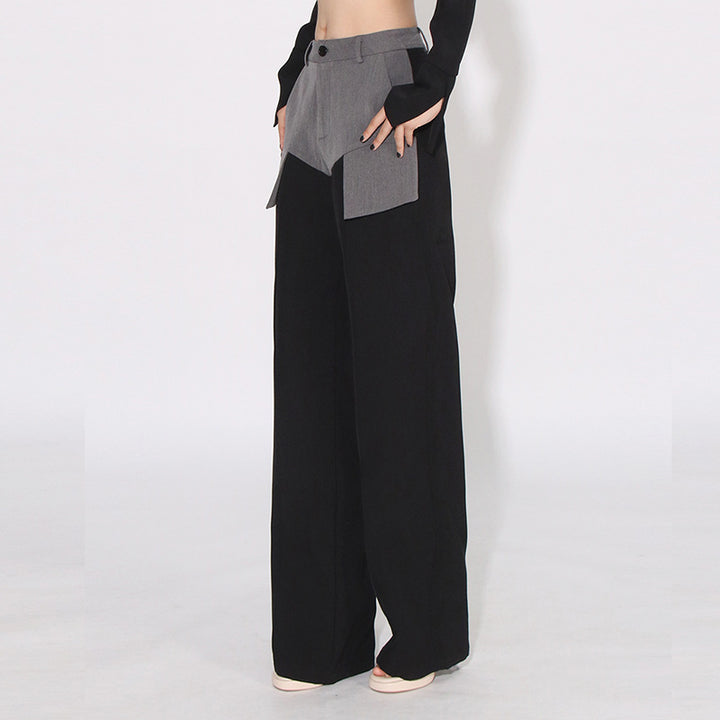 high-waist wide-leg trousers with contrast waist panel – NOVA