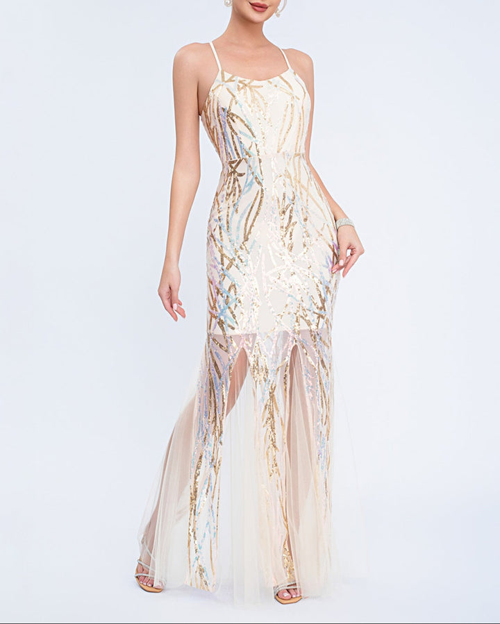 Geplooide top met uitlopende mouwen en maxi-rok set met tailleband – Rosiny 