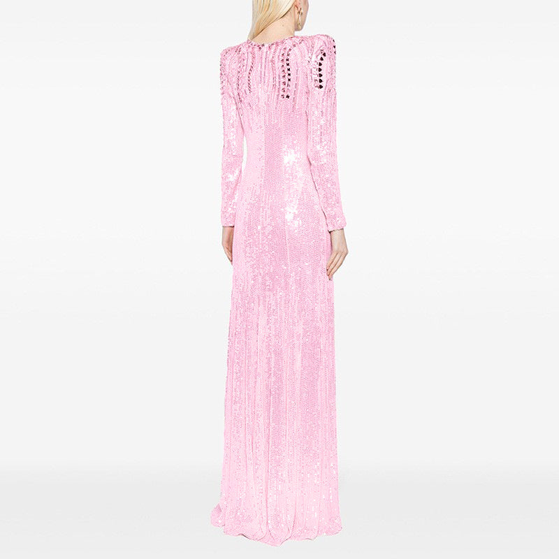 long sleeve sequin gown with mirrored embellishments – AURORA