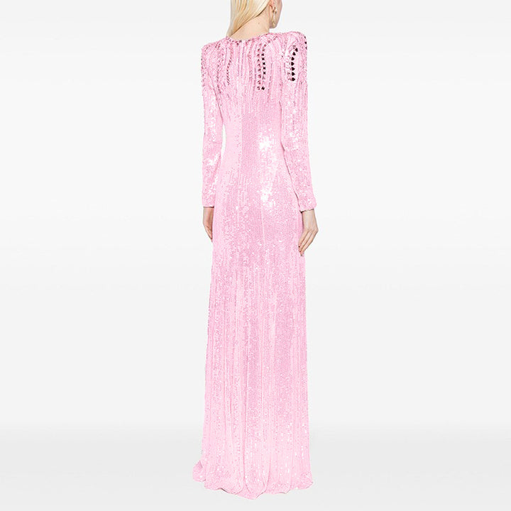 long sleeve sequin gown with mirrored embellishments – AURORA