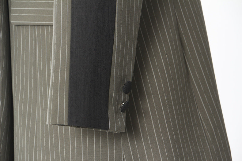 pinstripe tailored blazer dress with contrast lapel – ASTRA