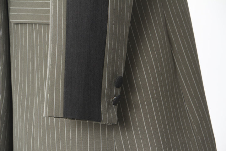 pinstripe tailored blazer dress with contrast lapel – ASTRA