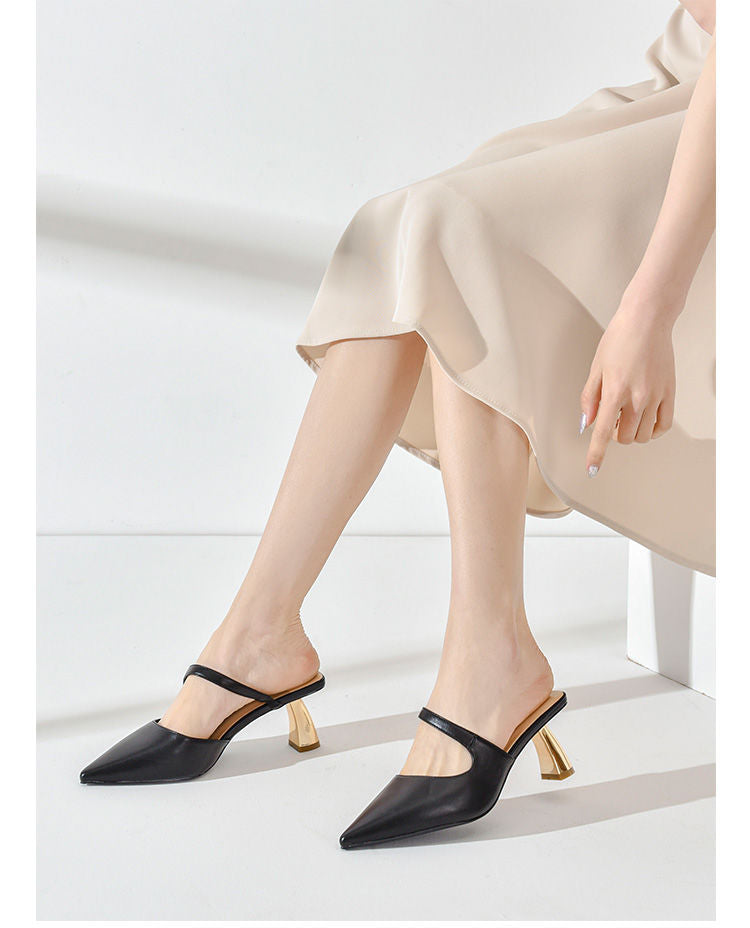 pointed-toe slip-on mules with block heel - ALIAWRU