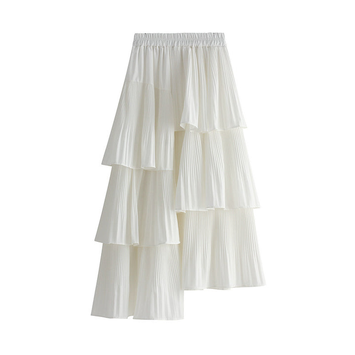 Tiered Pleated Maxi Skirt with Elastic Waist – ELISE