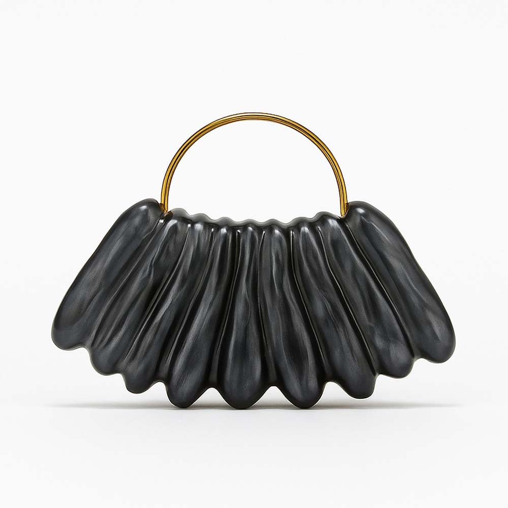 sculpted wave resin clutch with metal handle – AMBRA