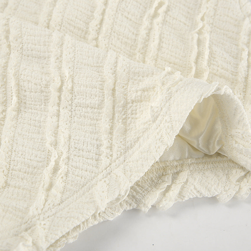 تنورة عمودية عالية الخصر بخطوط قطرية منقوشة – سيرينيلكي