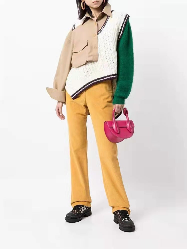 asymmetric knit vest layered shirt – MUSE