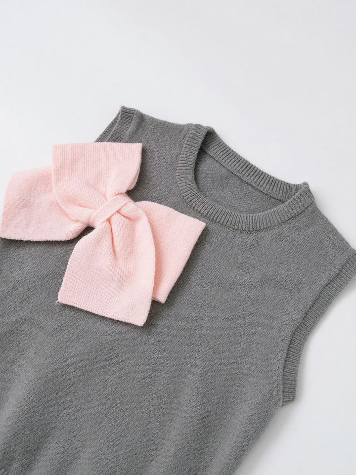 sleeveless knit vest with bow detail – LUMI
