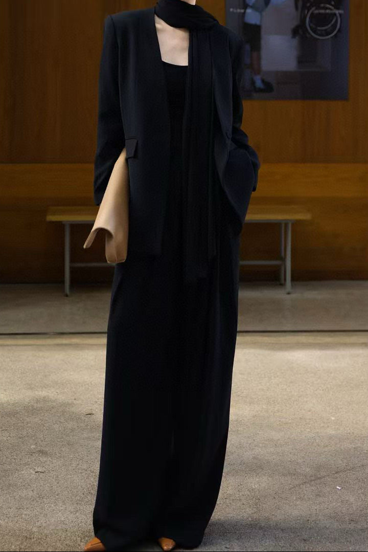 draped lapel blazer with wide-leg tailored pants – MARISE