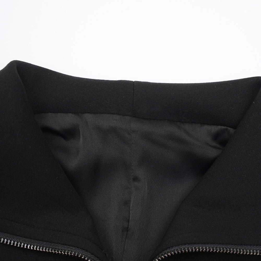 fitted zip-up jacket with high collar – NOIRZA