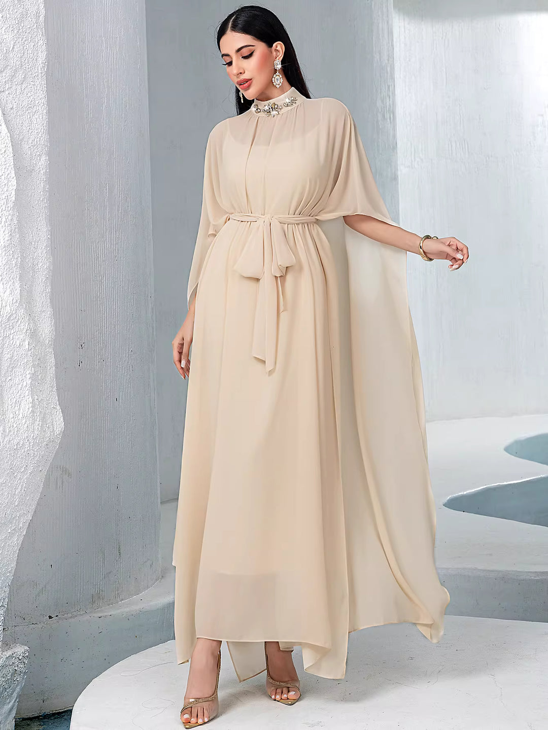 soft-draped evening dress with sculpted waist – ISADORA