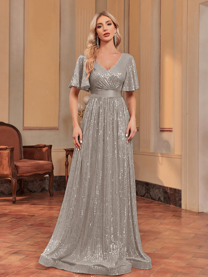 Geplooide top met uitlopende mouwen en maxi-rok set met tailleband – Rosiny 