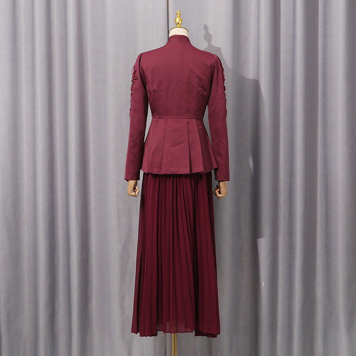 Embellished blazer with pleated midi skirt – SERENE