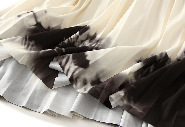 tie-dye pleated A-line midi skirt – MARBLE