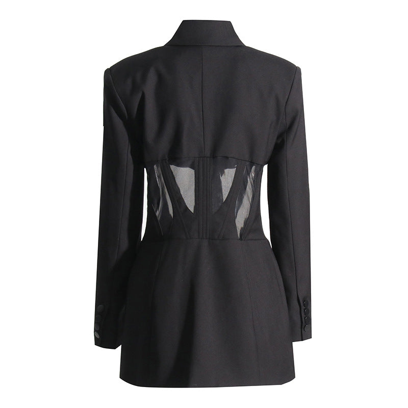 structured blazer with mesh corset panels – VELORA
