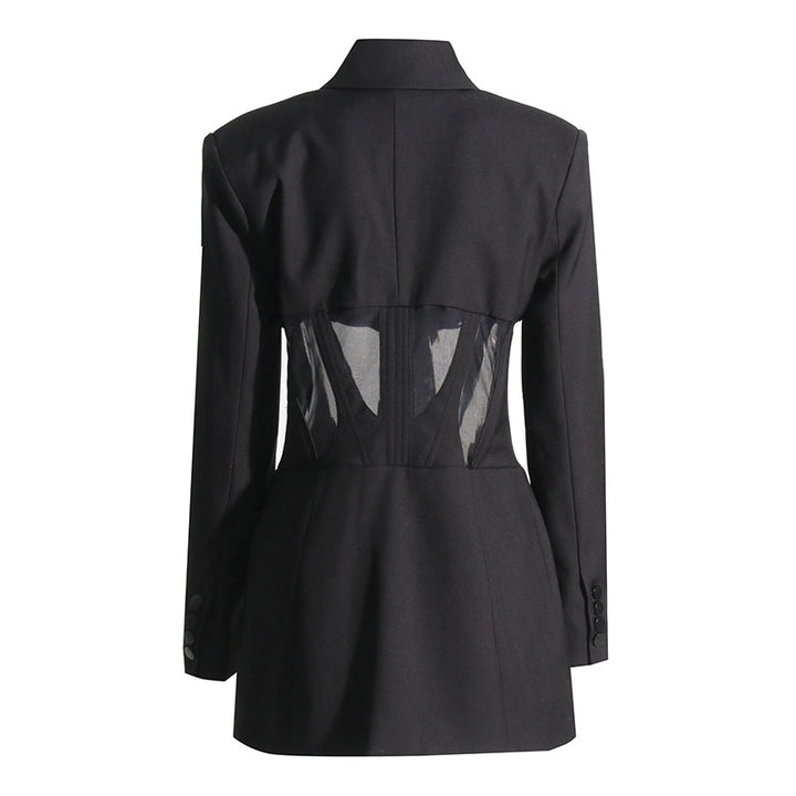 structured blazer with mesh corset panels – VELORA