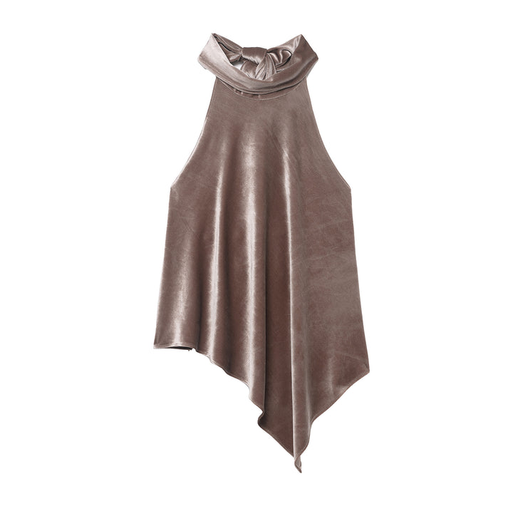 velvet halter-neck top with asymmetric hem – LYRA