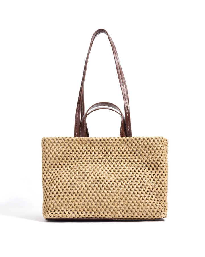 woven rattan tote bag with double leather handles – LÉONIE