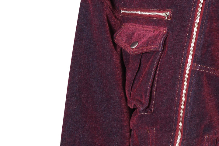 cropped hooded denim jacket with zipper details – NOVA