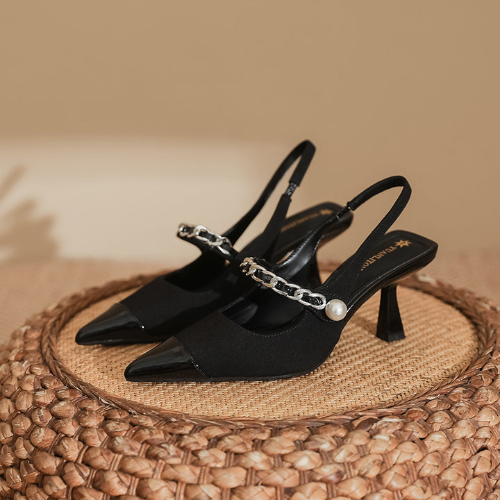 slingback pumps with chain and pearl detail - AURATPA