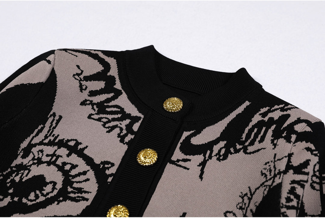 كارديجان محبوك بتصميم خط تجريدي – نوفازلي